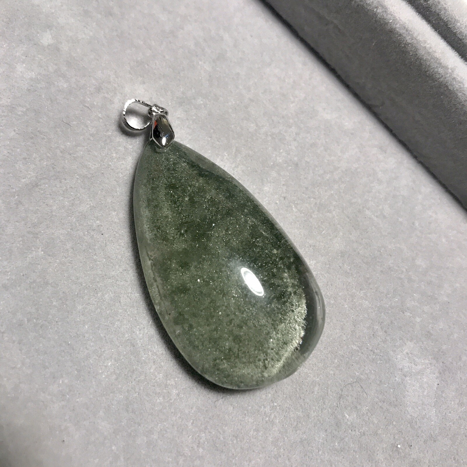 US SELLER Natural Green Phantom Quartz Pendant Teardrop Brazil Grade AA Crystal