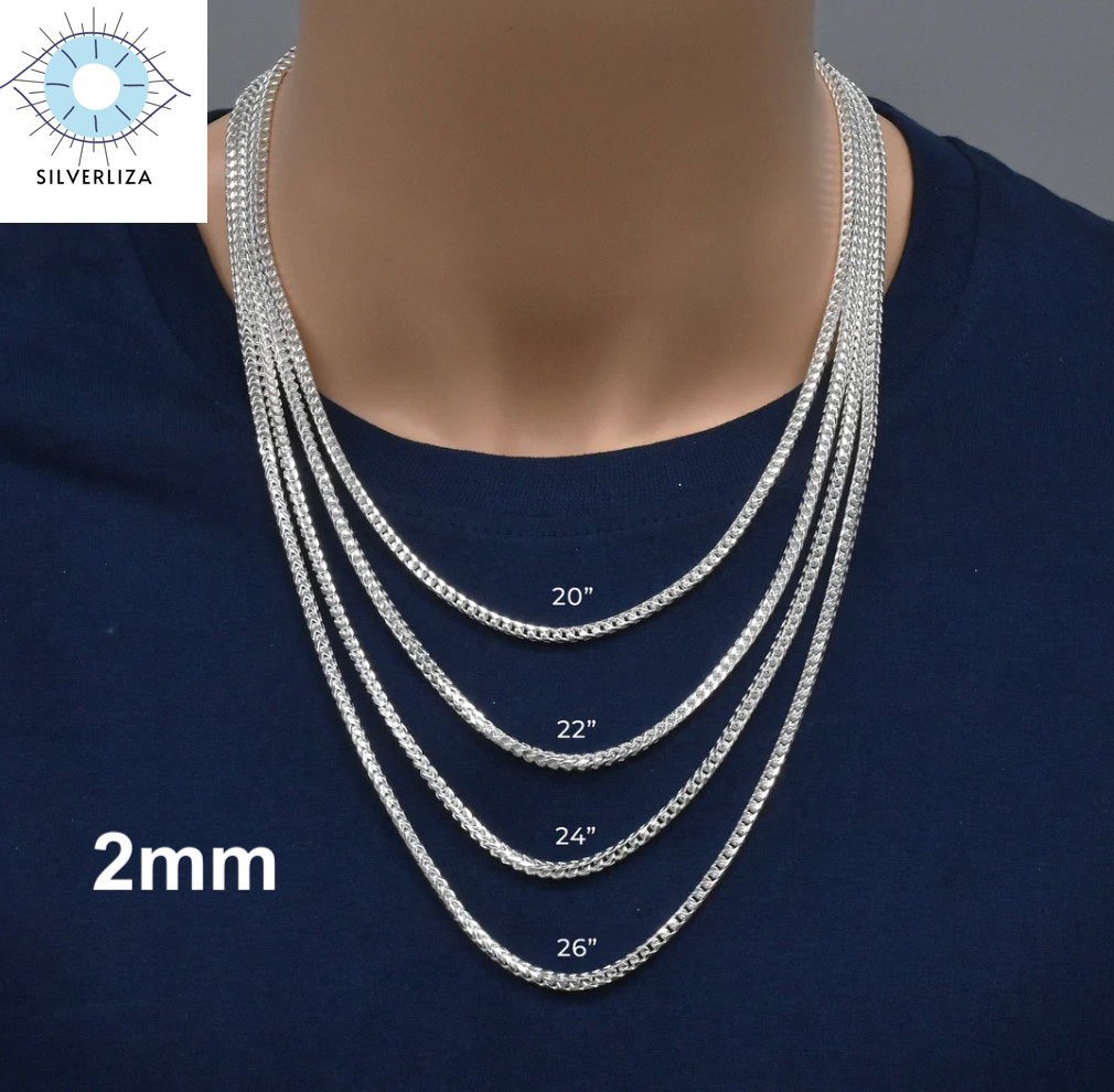 Solid Sterling Silver Franco Link Chain Necklace 925 Silver Chain/ALL SIZE-ITALY