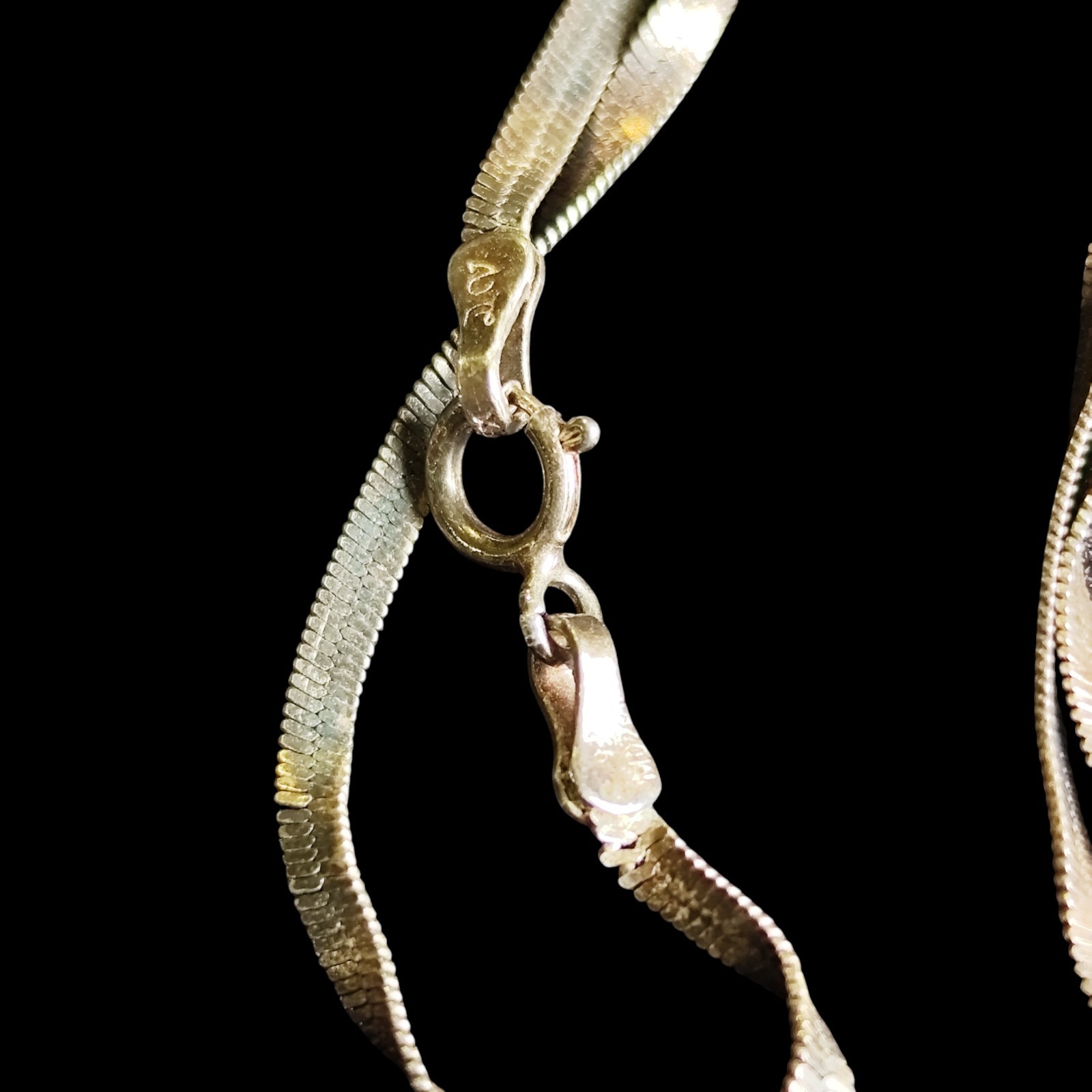 Vintage Sterling Silver 925 Herringbone Ribbon Twist Chain 21in