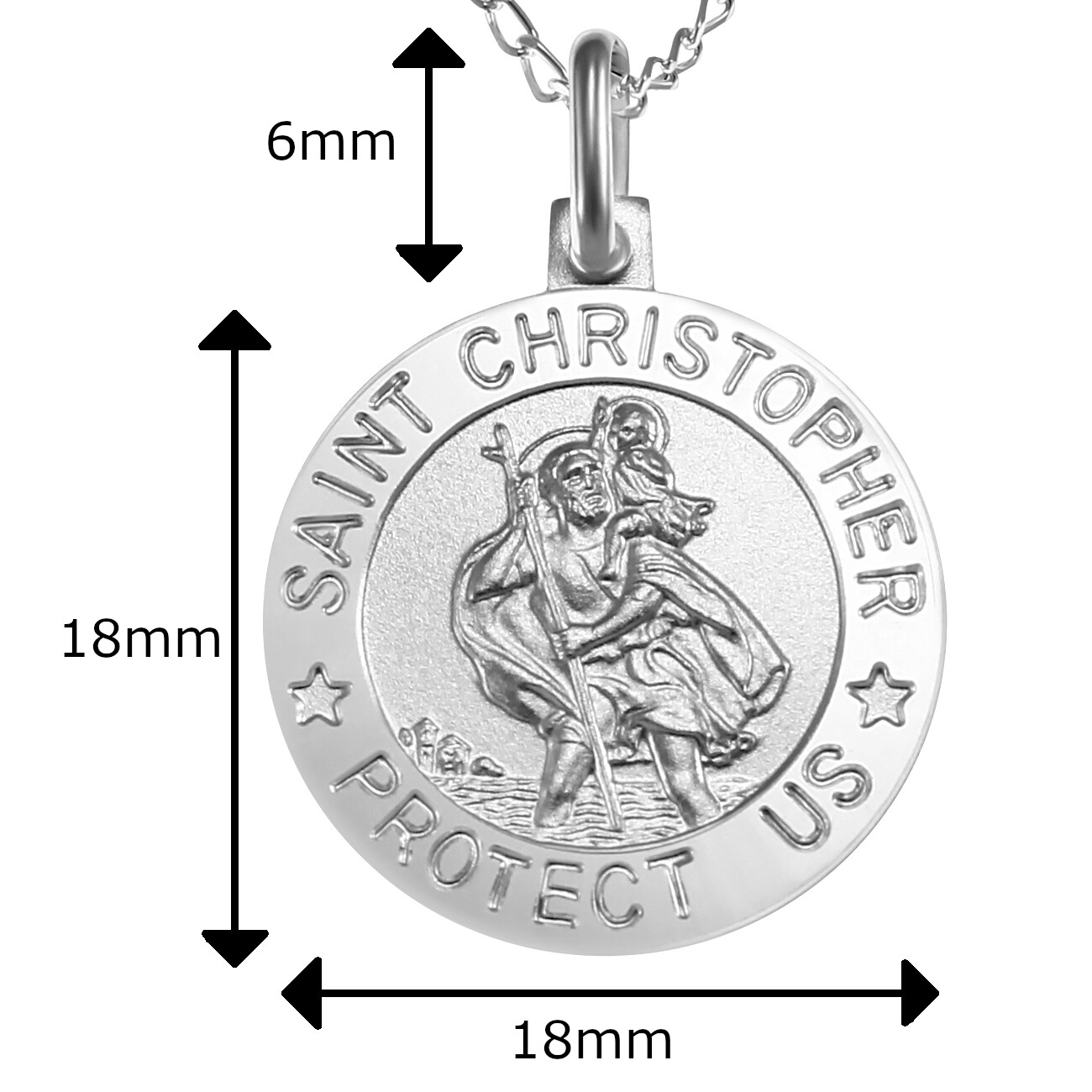 Sterling Silver St Christopher Necklace with 18″ Chain and Jewellery Gift Box