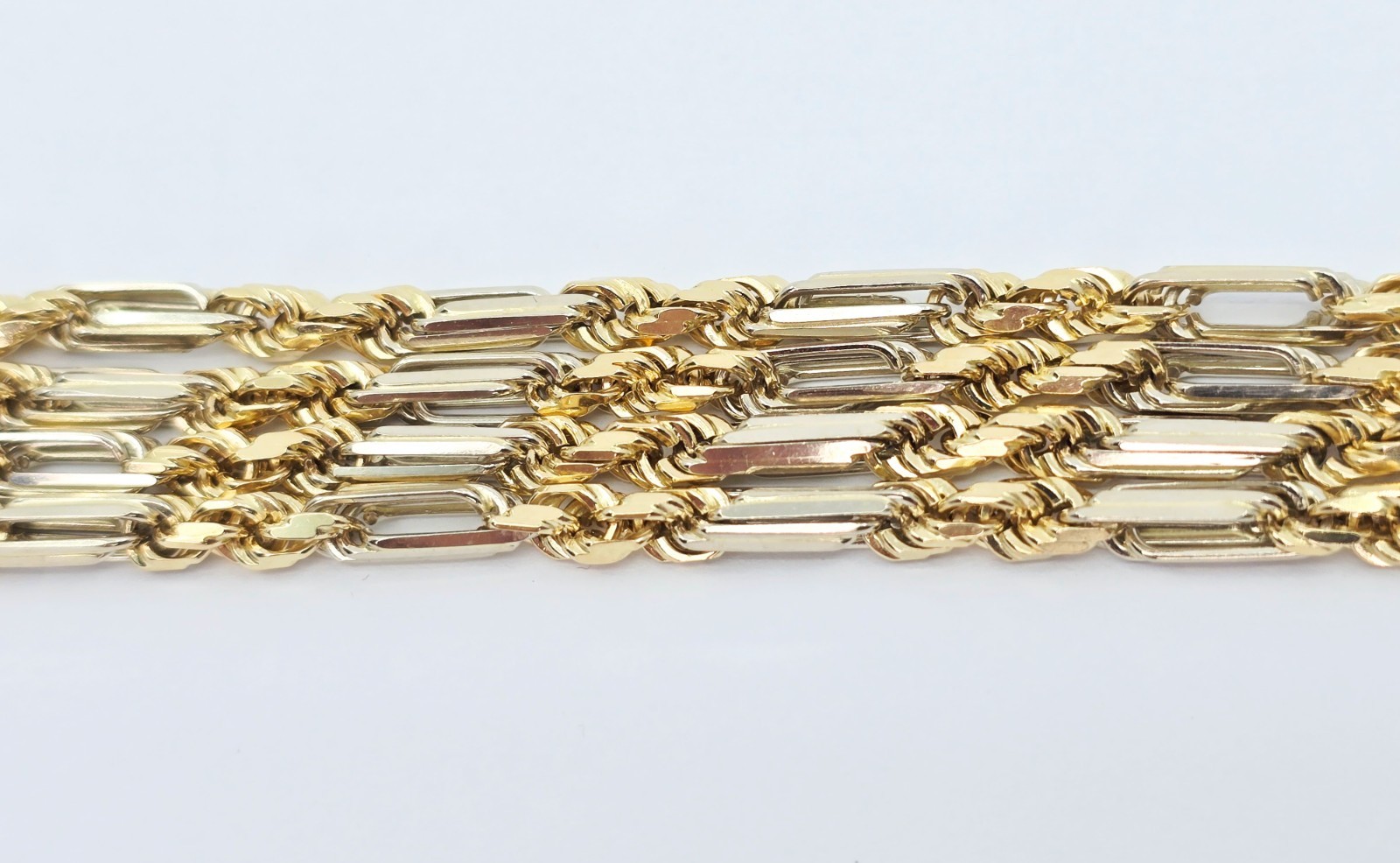 14K Two Tone Multi Color Gold Designer Milano Rope Chain Necklace – 26.5″ Length