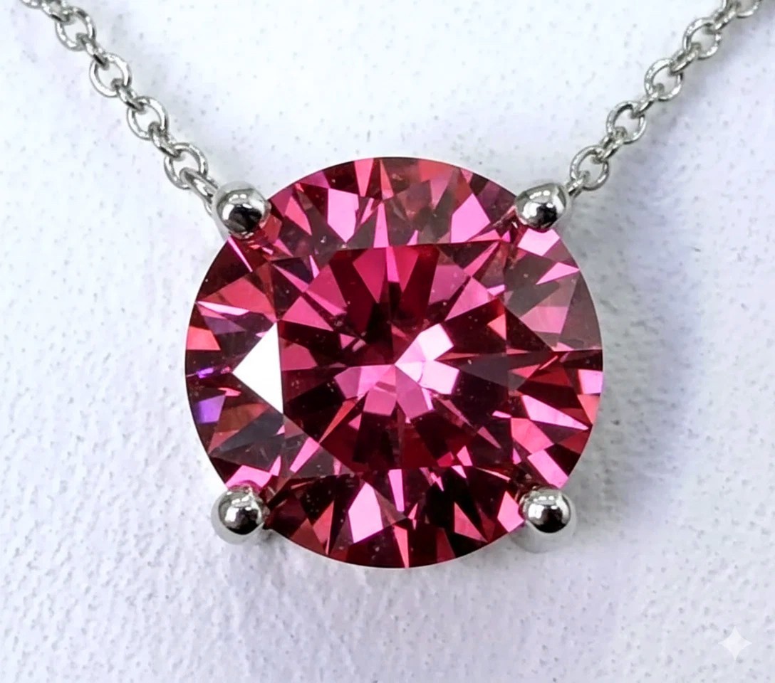 RARE 4.75 Ct Certified Treated Pink Diamond Solitaire Pendant In 925 Silver