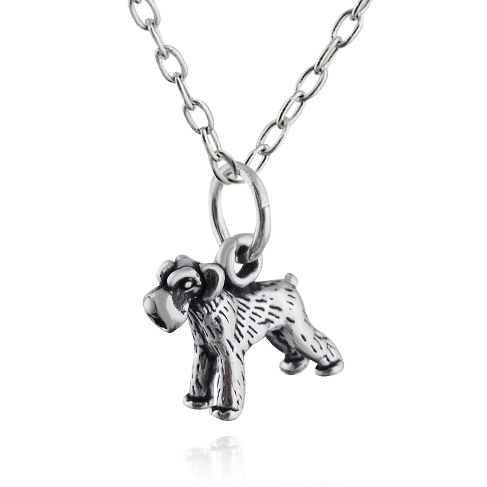 Tiny Schnauzer Dog Charm Necklace – 925 Sterling Silver – German Miniature Gift