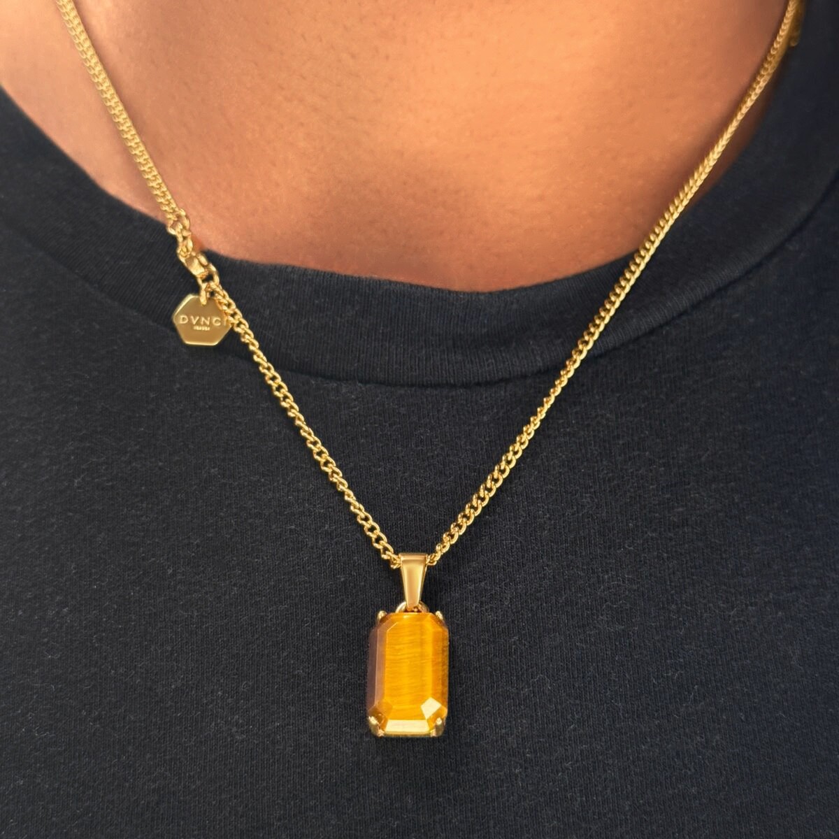 Tiger Eye Pendant & Necklace In 18k Gold 20” Chain – Tiger’s Eye Amulet Jewelry