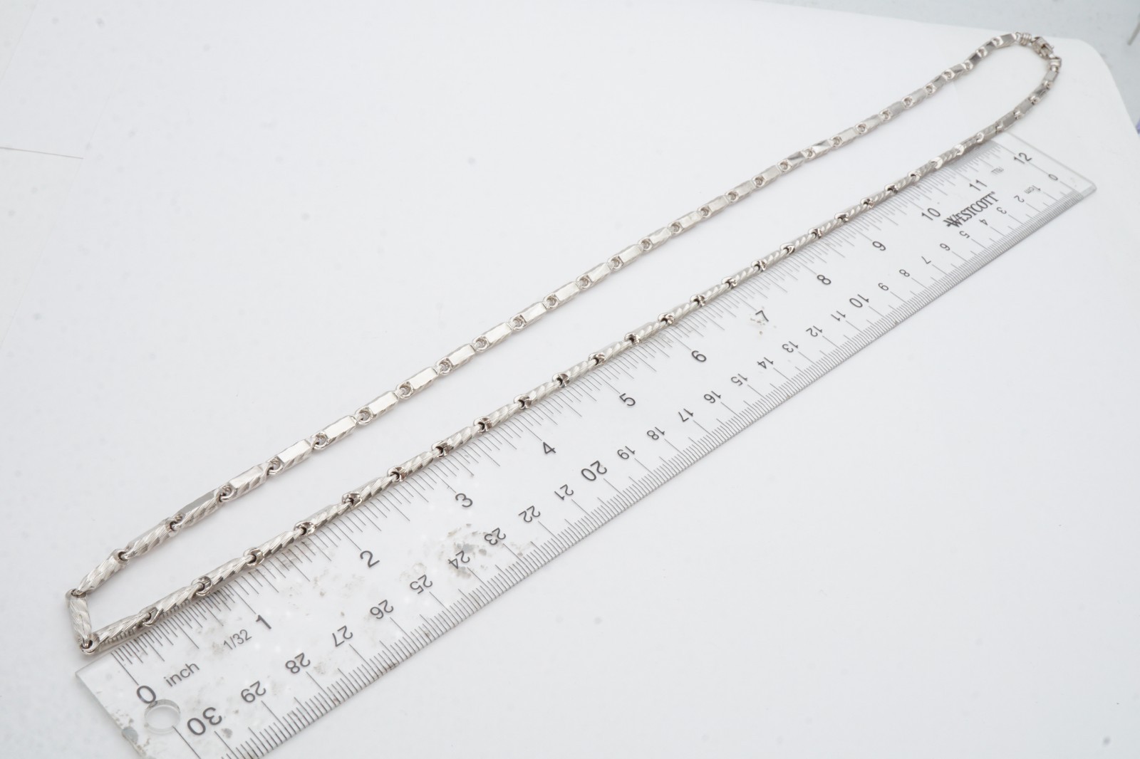 Sterling Silver 925 Bar Link Necklace 30″ 3.7mm