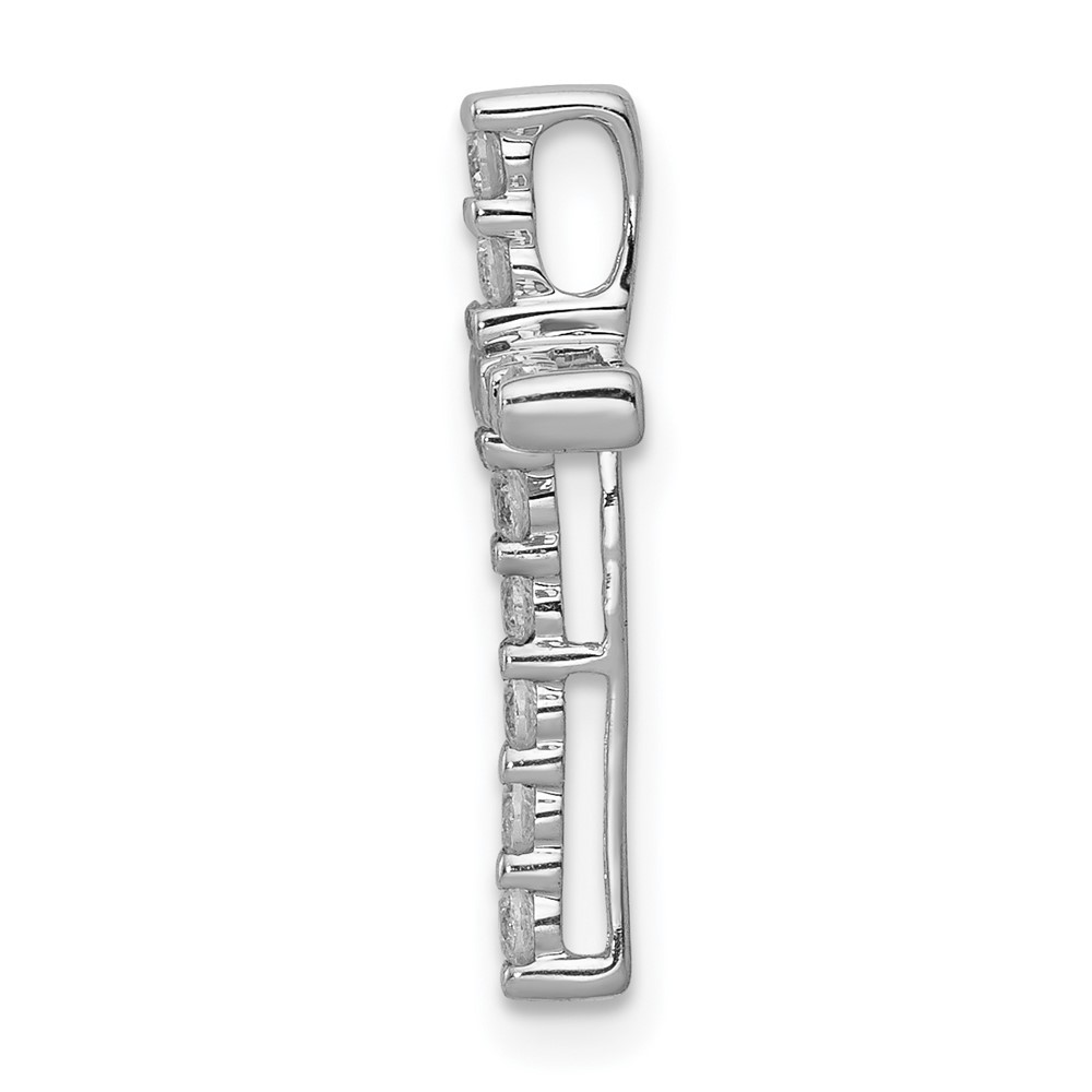 14k White Gold 1/4Ct Round Lab Grown Diamond VS/SI+ G+ Cross Chain Slide Pendant