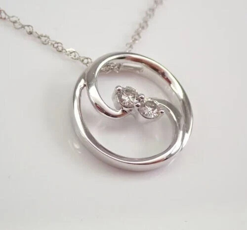 Fancy Two Stone Pendant 1Ct Round Cut Lab Grown Diamond In 14k White Gold Plated