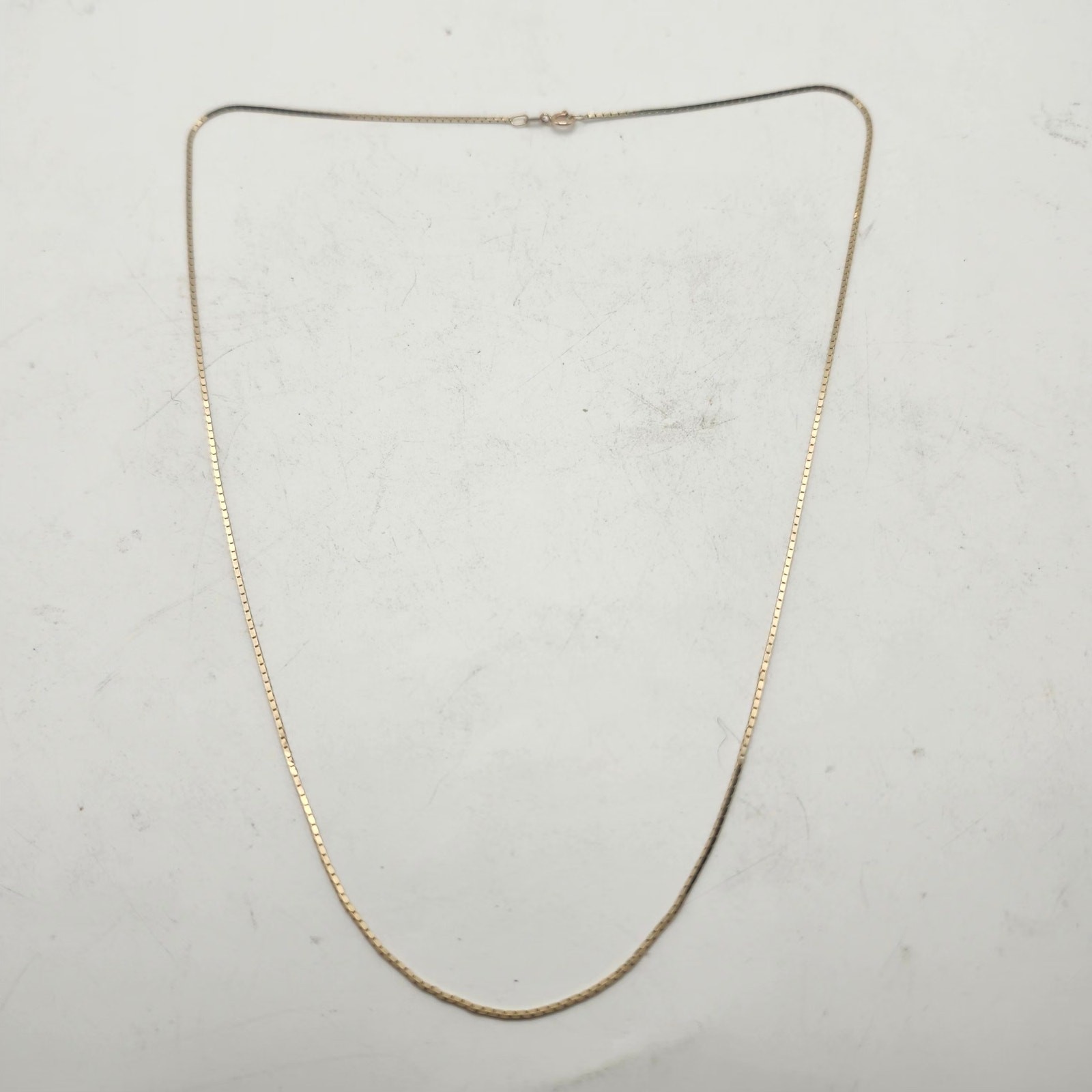 NC 14K Yellow Gold Box Chain Necklace 18 Inch 0.75mm Dainty 2.48g Spring Clasp