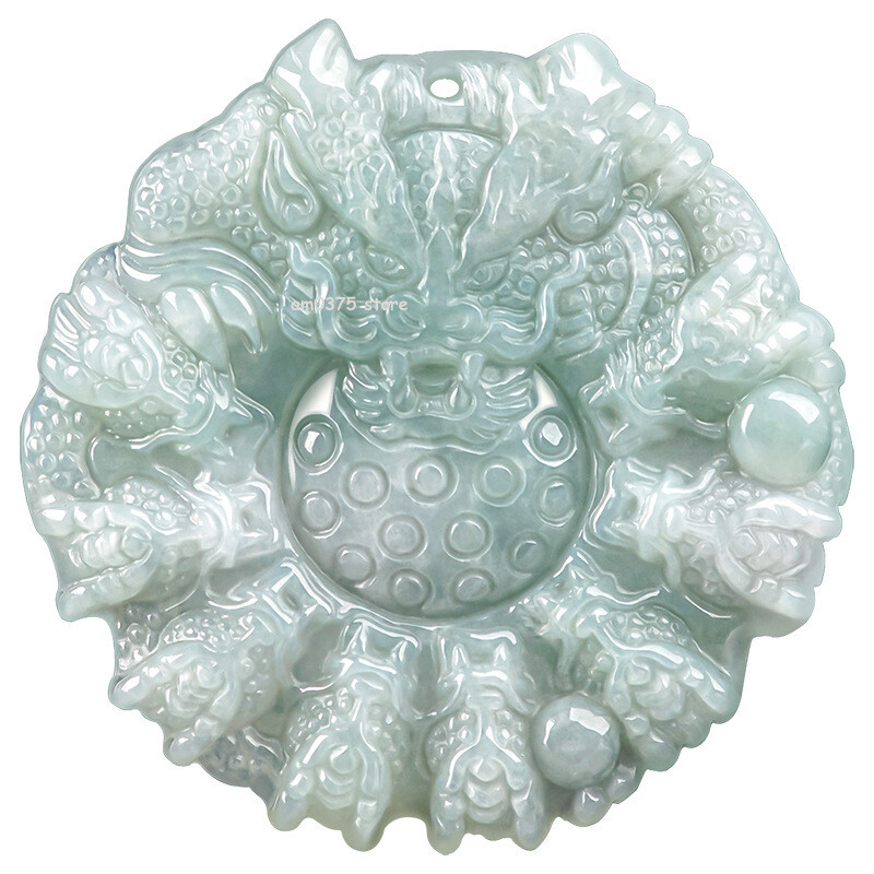 100% Natural Jade A Grade Jadeite Women Men Light Green Zodiac Dragon Pendant