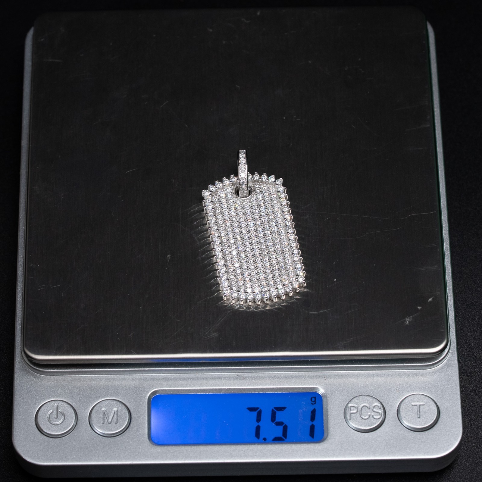 Mens MOISSANITE Dog Tag Real Solid 925 Silver Iced Hip Hop Pendant Necklace