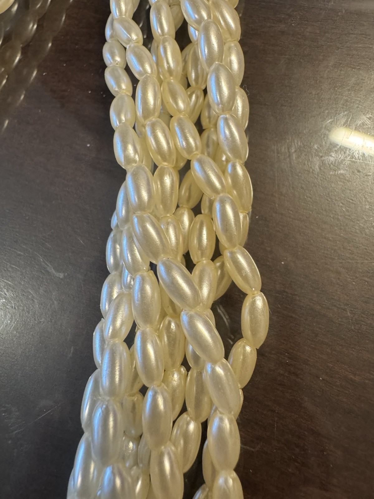 VTG Multi-Strand Freshwater Pearl Necklace 22″ Gold Box Clasp Beaded