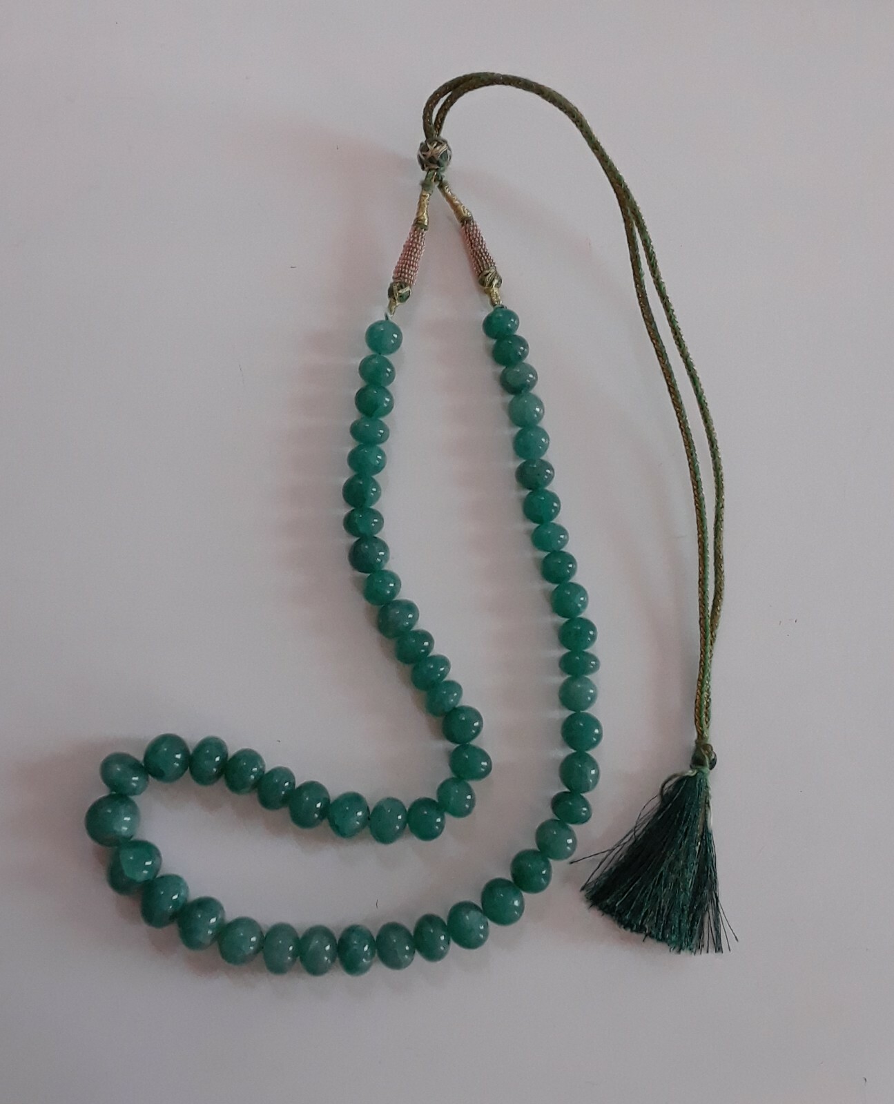 New Emerald Necklace, Natural 55 Stones, Opaque, Adjustable, from India, 21″+