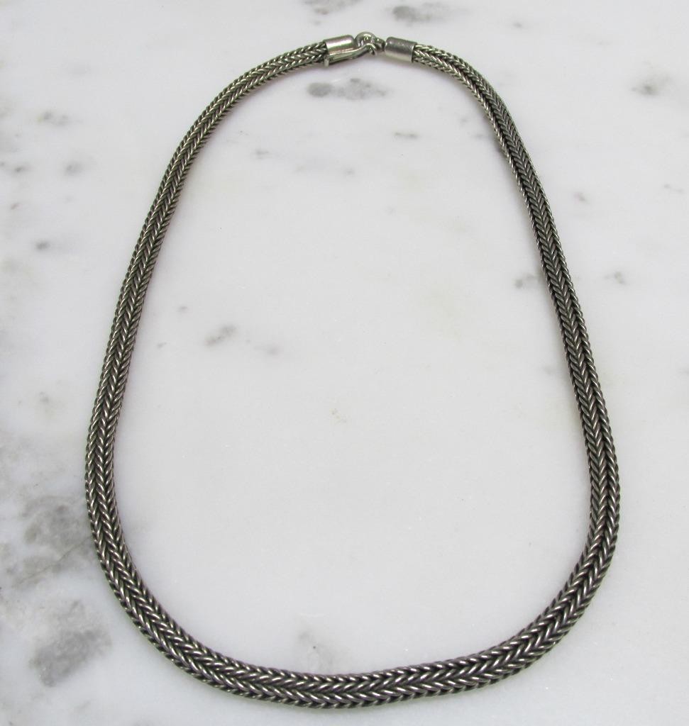 Sterling Silver Foxtail Link Chain Necklace ~ 18″ ~ 53.4g ~ 12-A684