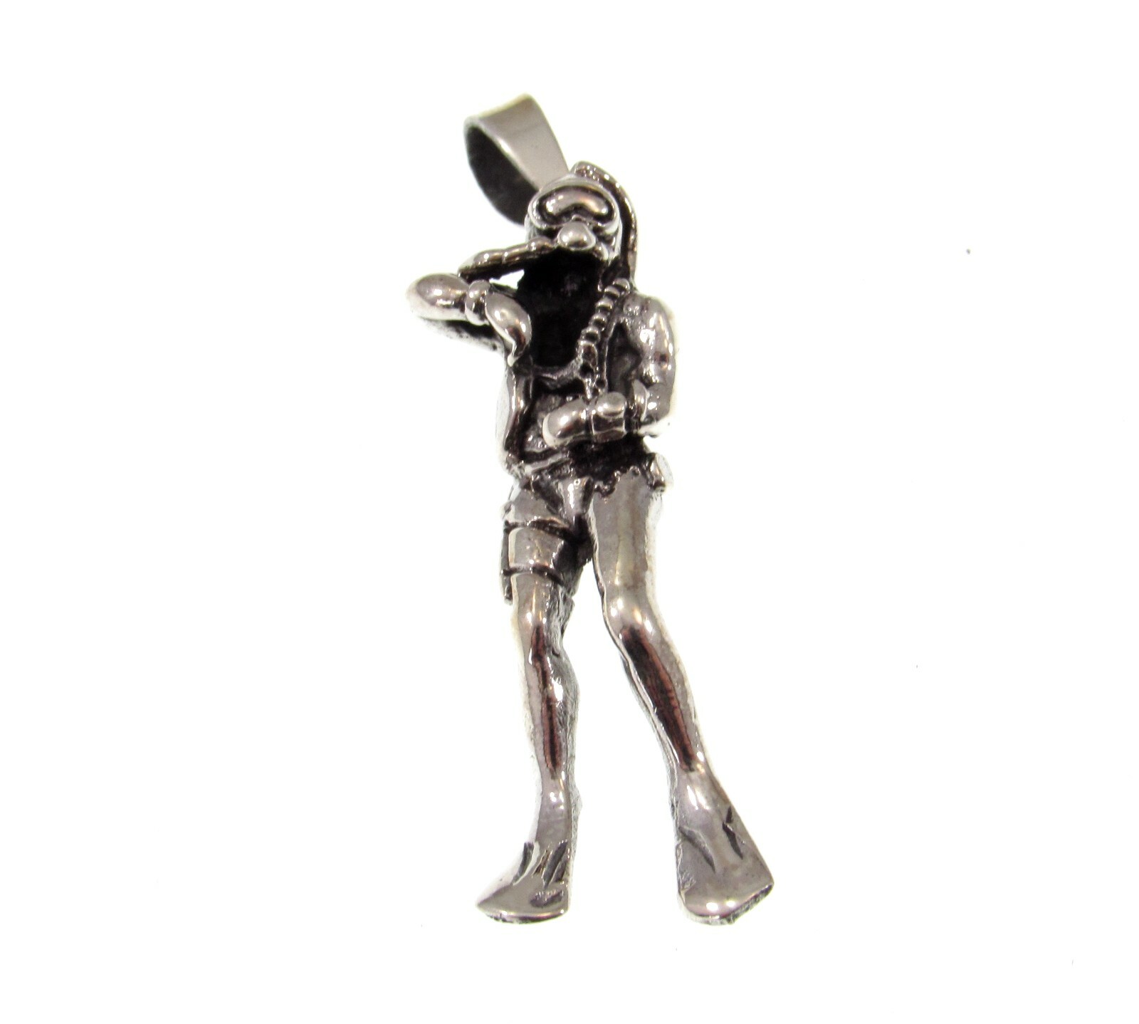 Solid 925 Sterling Silver Scuba Diver Pendant – Gift for Aquanauts, Sea Jewelry