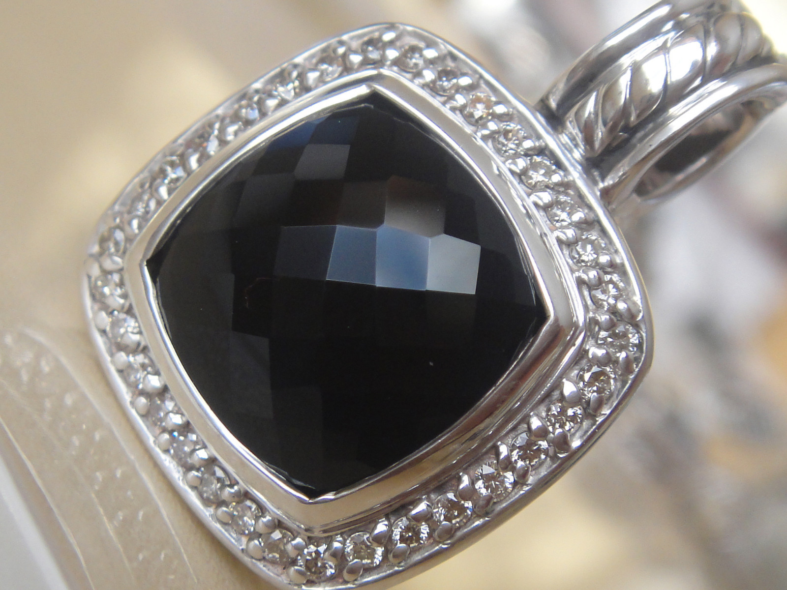 $975 DAVID YURMAN SILVER ALBION BLACK ONYX DIAMOND ENHANCER