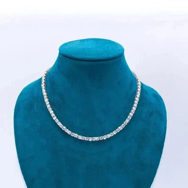 18Ct Round Lab Created Diamond Women’s Tennis Necklace 14K White Gold Plated 18″