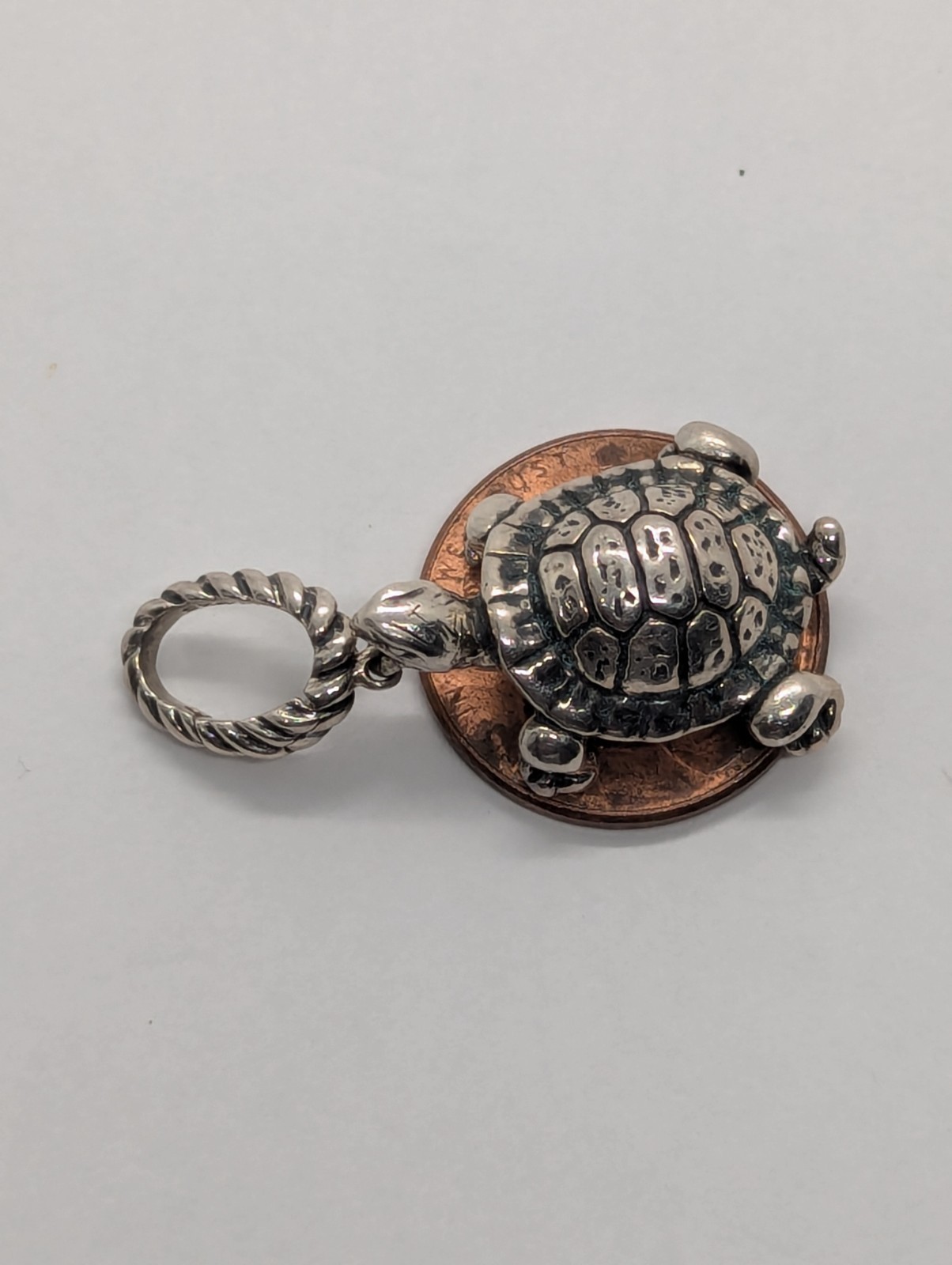 David Yurman Sterling Cable Turtle Enhancer Pendant Charm Retired