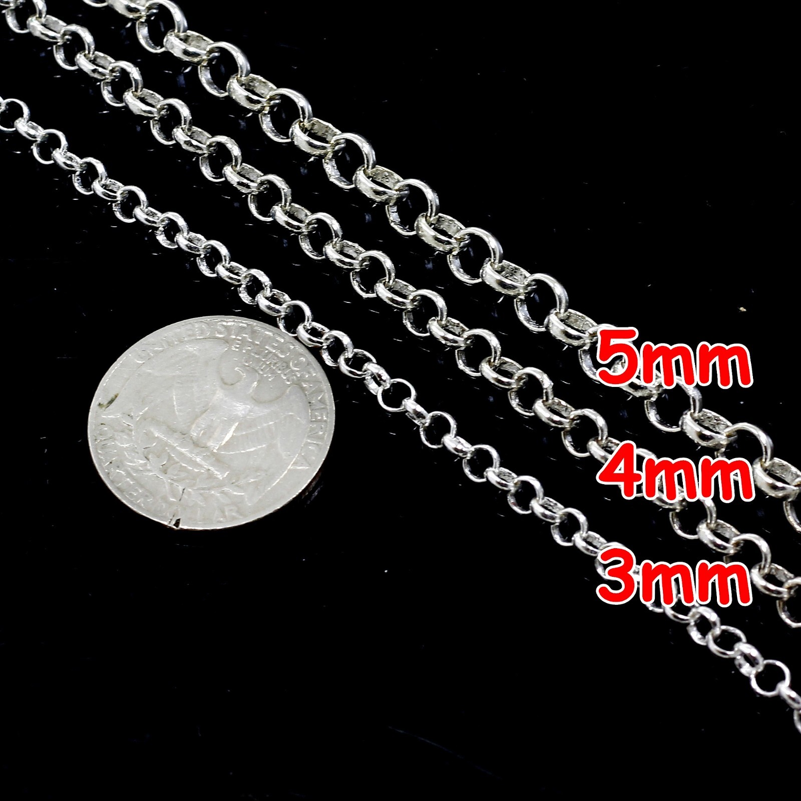 925 Sterling Silver Chains Rolo Soldered Necklace Belcher 3mm 4mm 5mm 7″-36″