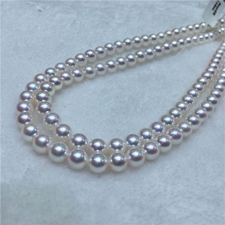 7-7.5mm Japanese Akoya Pearl white Necklace strand 14K gold 18″ June birthstone