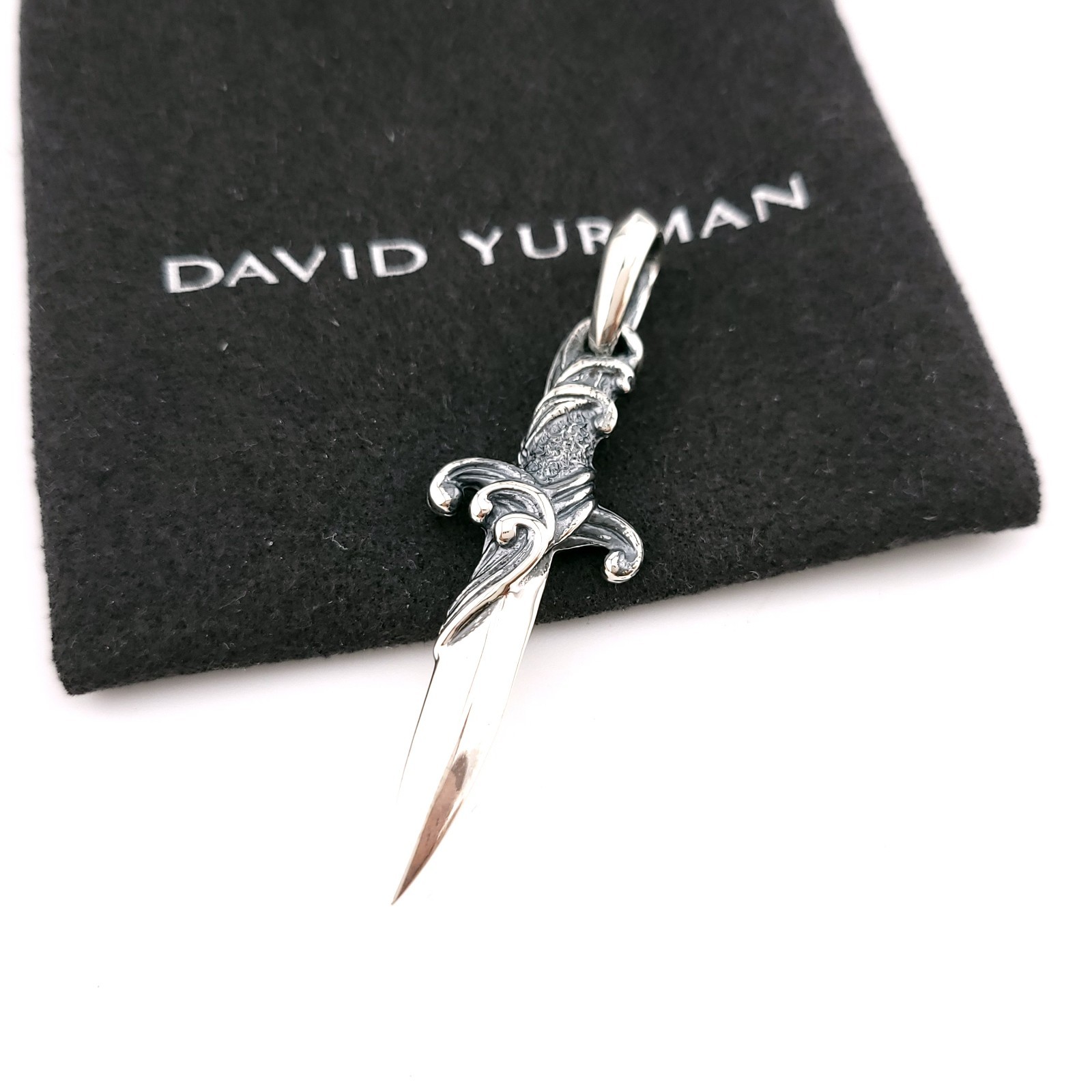 David Yurman Sterling Silver Waves Dagger Small Sword Pendant