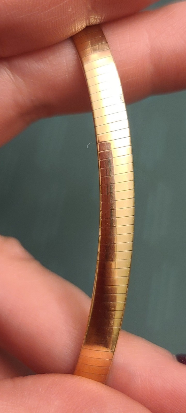 17″ Reversible 6mm Omega Necklace In 14K/SS 925 Weighing Over 18 Grams