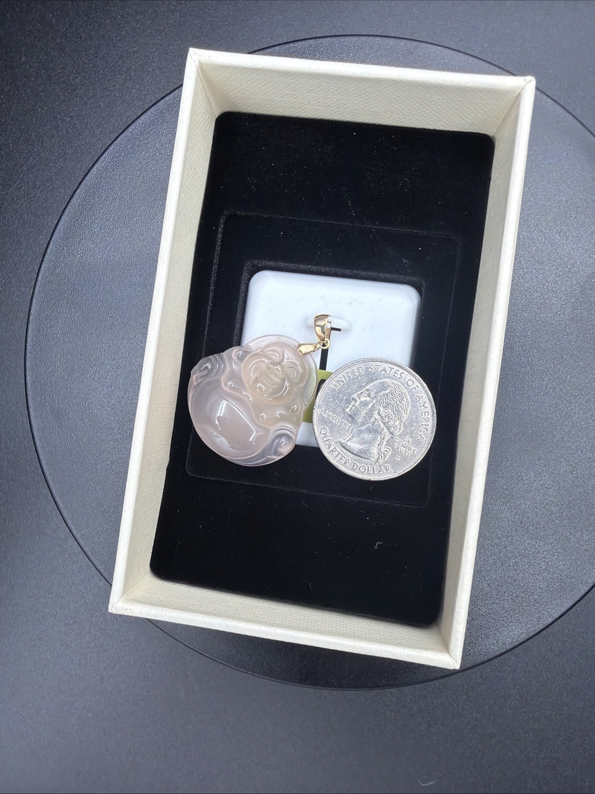 Buddah 10k Gold W/Pink Jade Pendant