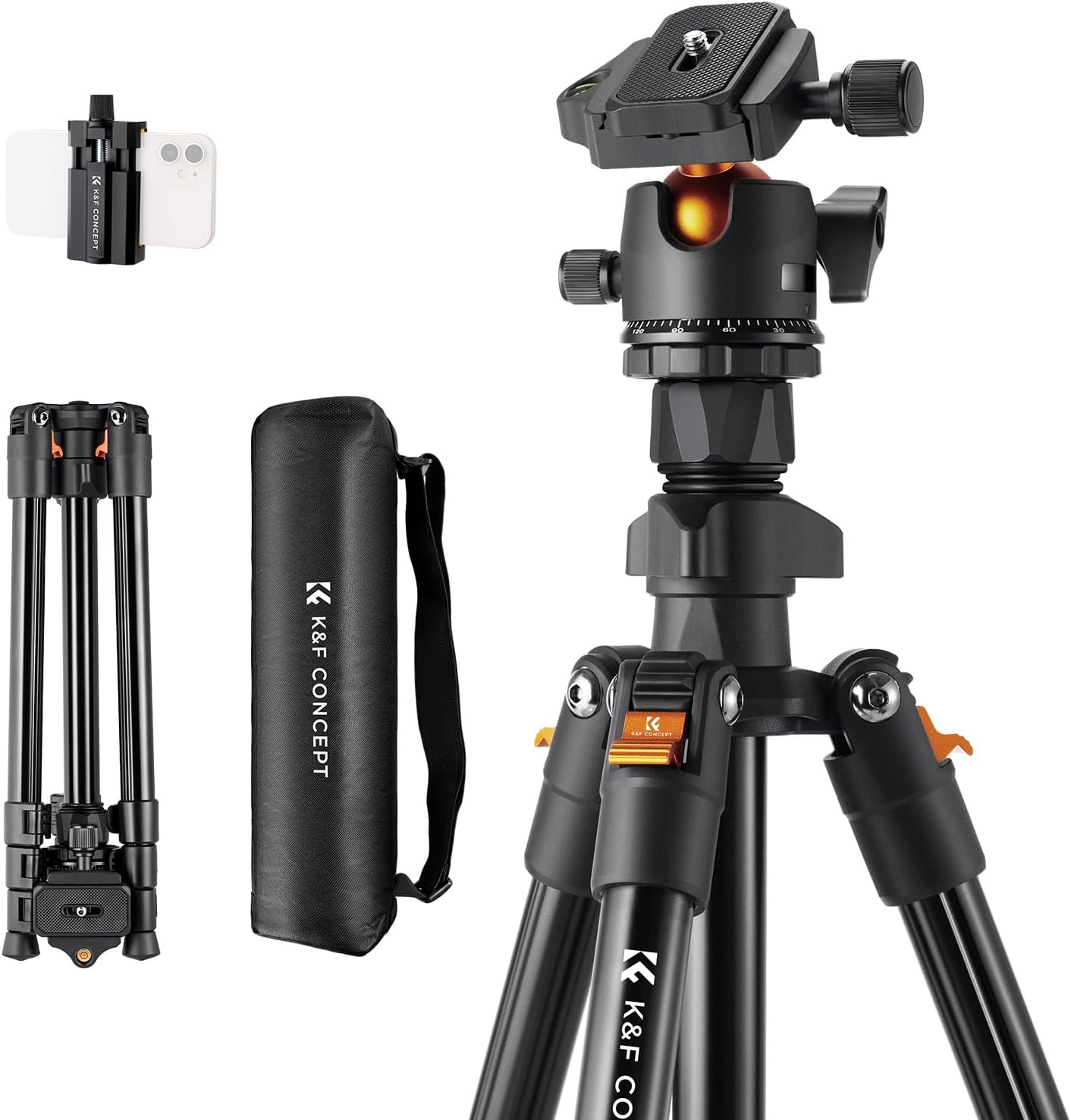64 Inch/163 Cm Camera Tripod,Lightweight Travel Outdoor DSLR Tripods with 360 De