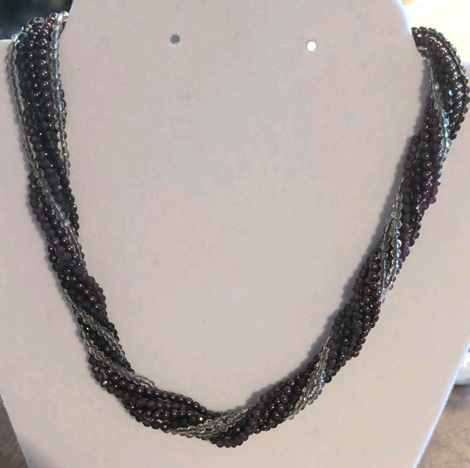 Chan Luu 8 Strand 925 Shepherd’s Hook Beaded Gemstone Choker 15″ w/ 2″ Extension
