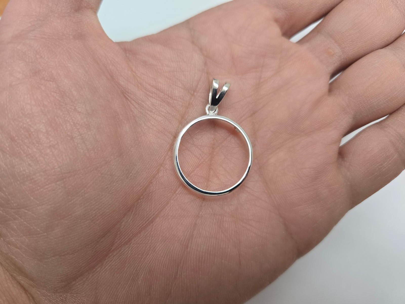925 Sterling Silver Square Edge Nickel Coin Bezel Pendant 21mm Prong Back