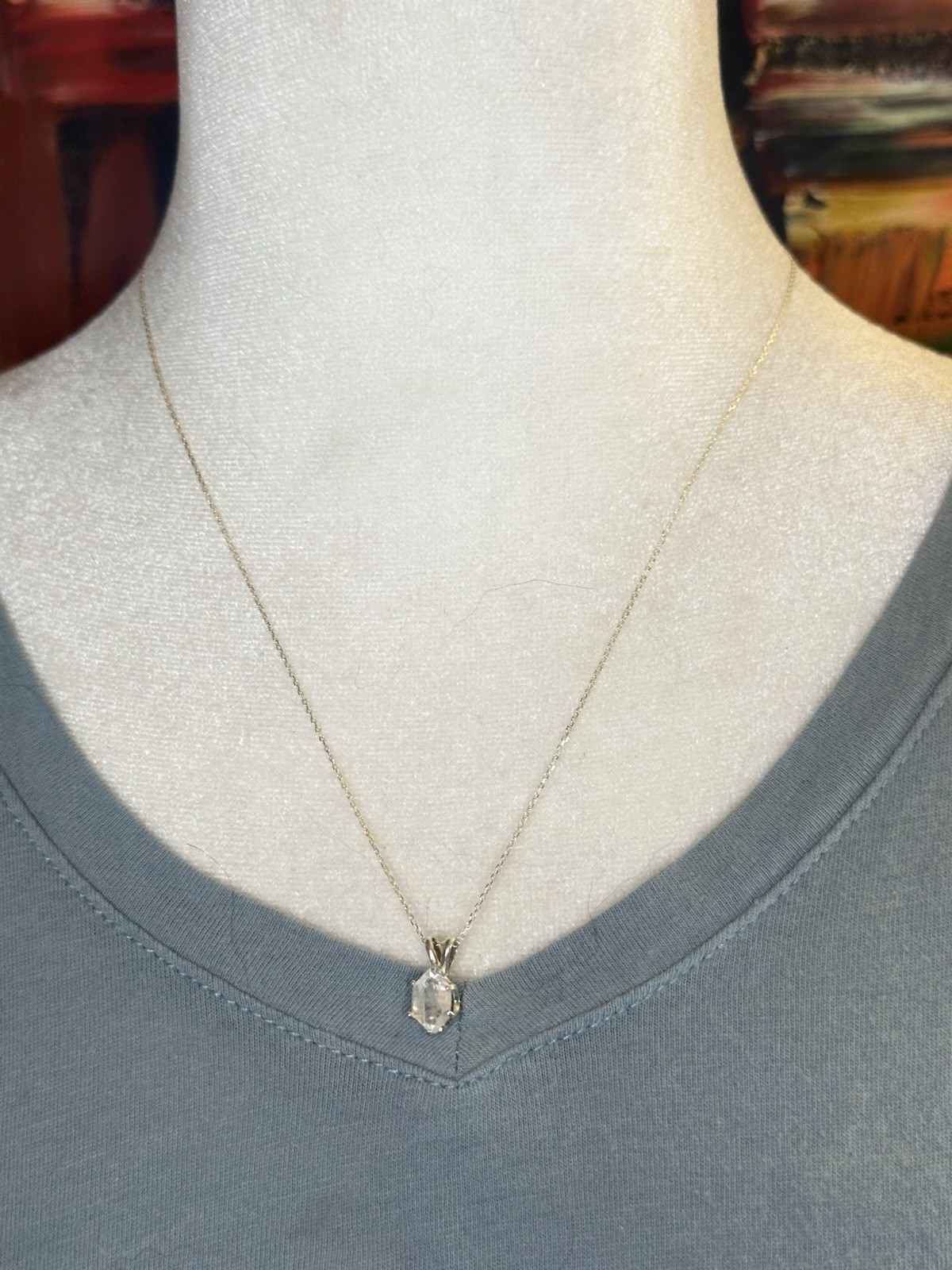 Delicate OOAK Herkimer Diamond 925 Sterling Silver Necklace 18 In