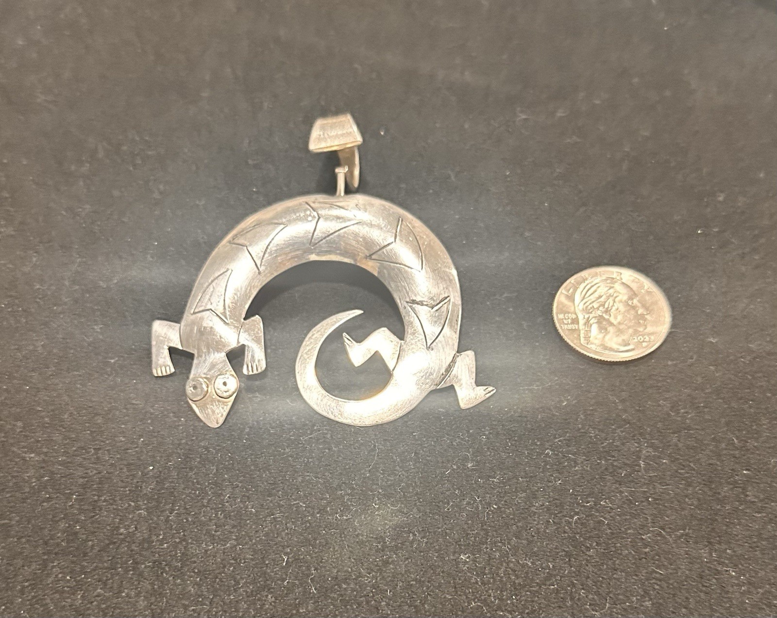 Sterling Silver 925 Gecko Lizard Charm Pendant, Signed EP Sterling