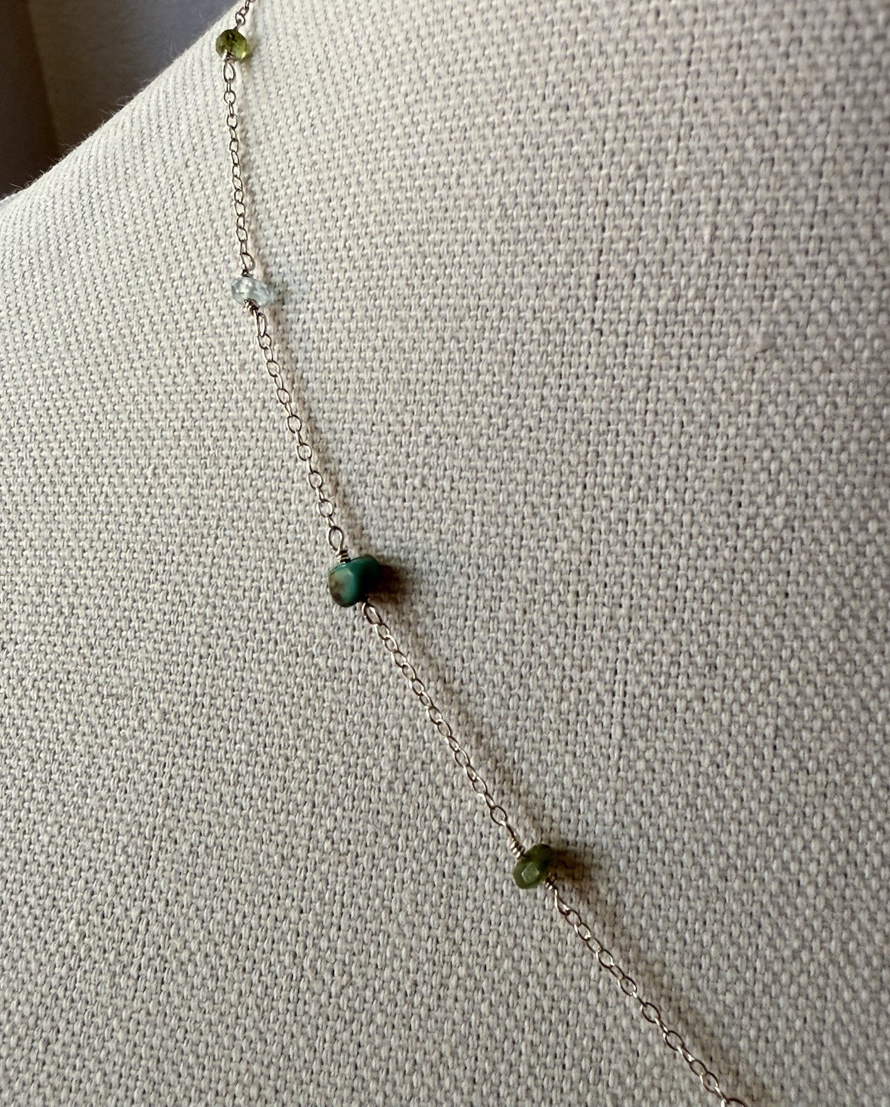 Sterling Silver Beaded Station Necklace