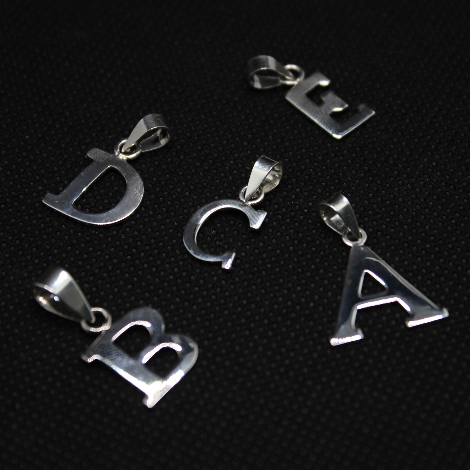 925 Sterling Silver Alphabet Initial Pendant Plain Slab Serif Upper Case Letter
