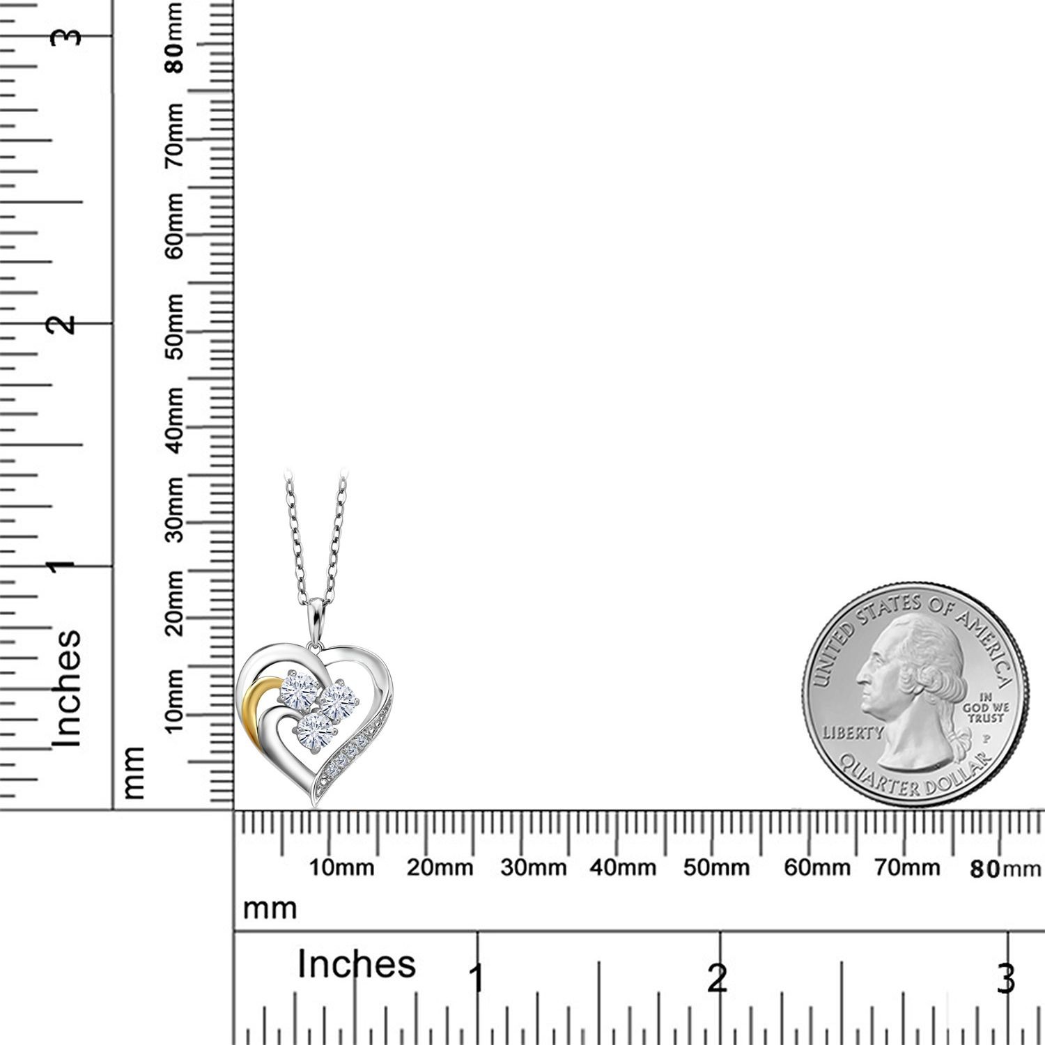 925 Sterling Silver and 10K Yellow Gold Pendant Near Colorless (GH) Moissanite