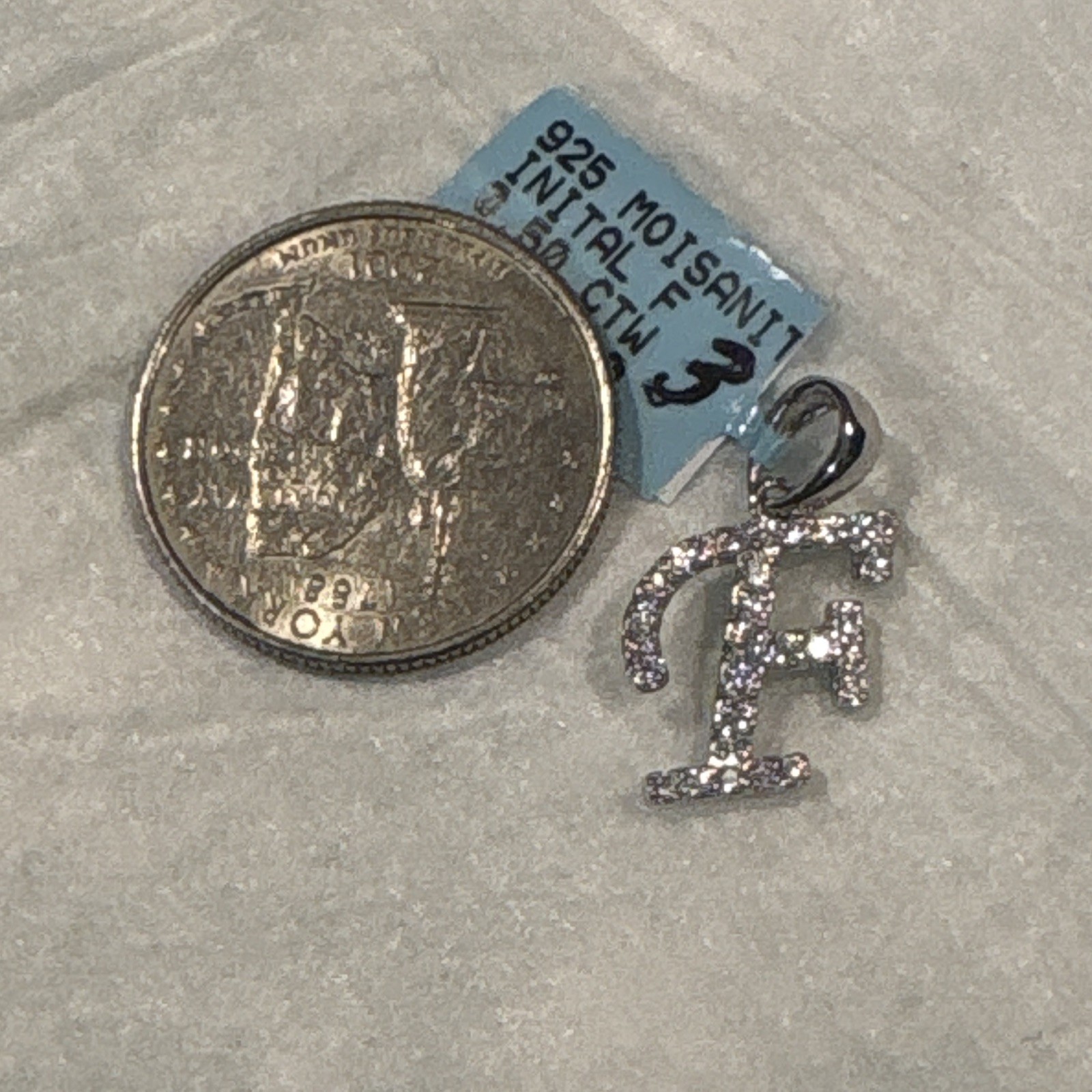 925 Initial Letter F Moissanite Pendant Charm 0.40 ctw