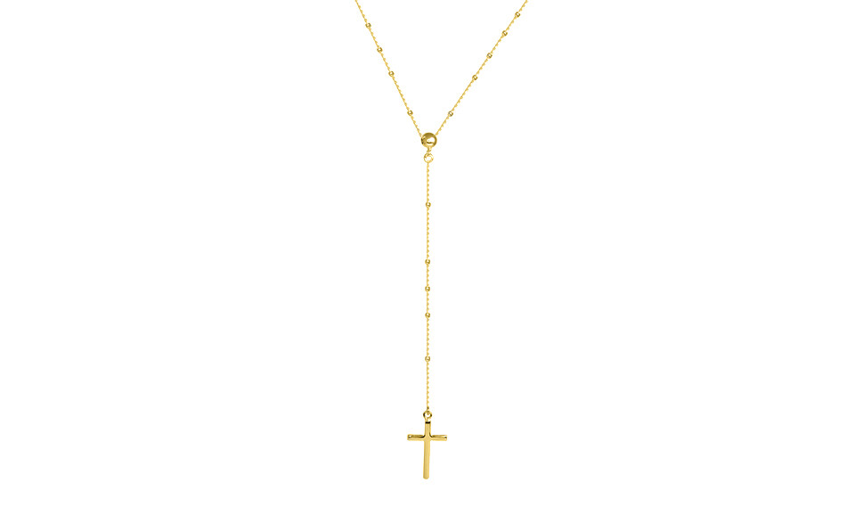 925 Sterling Silver Rosary Beaded Cross Necklace for Women, Girls – 3 colors