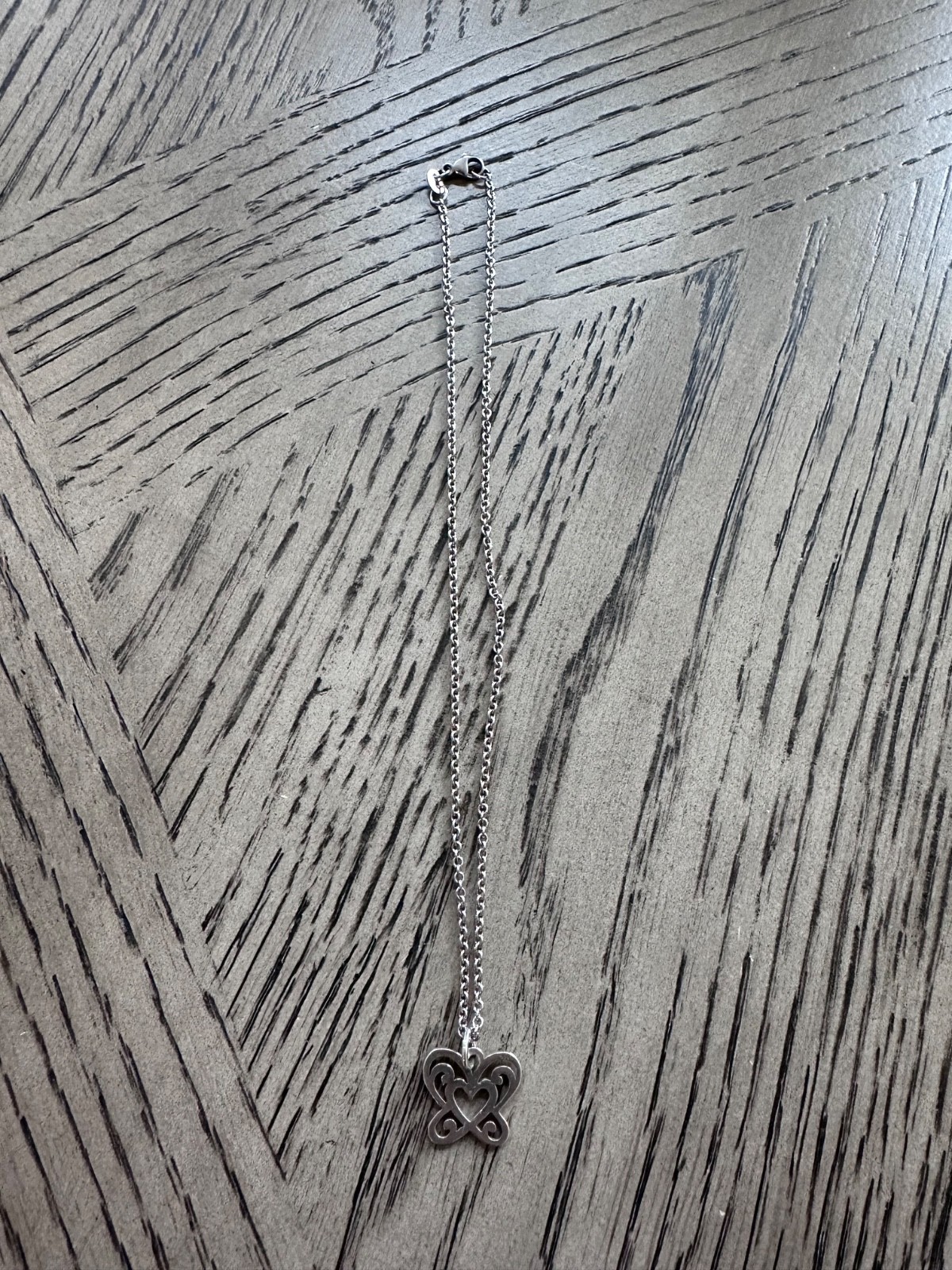 James Avery Sterling Silver Butterfly Heart Retired Charm Necklace
