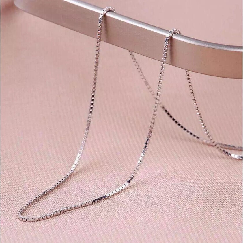 Italian 925 Sterling Silver 1mm Box Chain Necklace 16″- 30″
