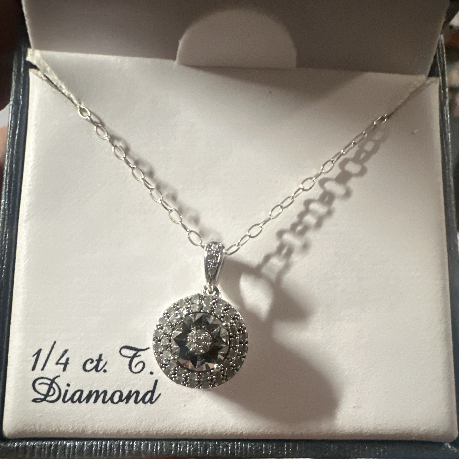 Sterling Silver 0.25 ctw Round White Diamond Halo Pendant Necklace Cable Chain