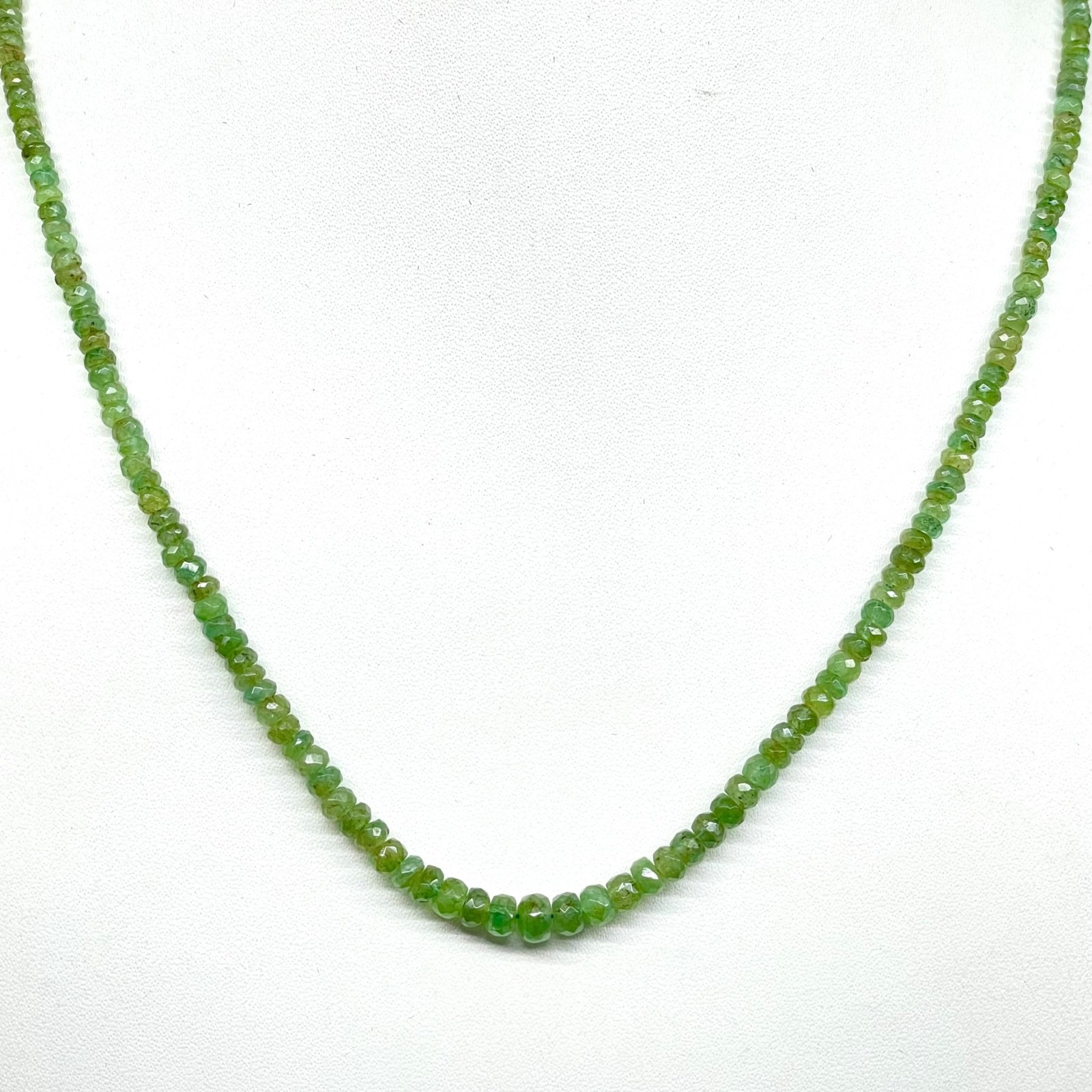 Single Strand Natural Zambian Emerald Necklace Faceted Beads 925 Clasp 18 Inch