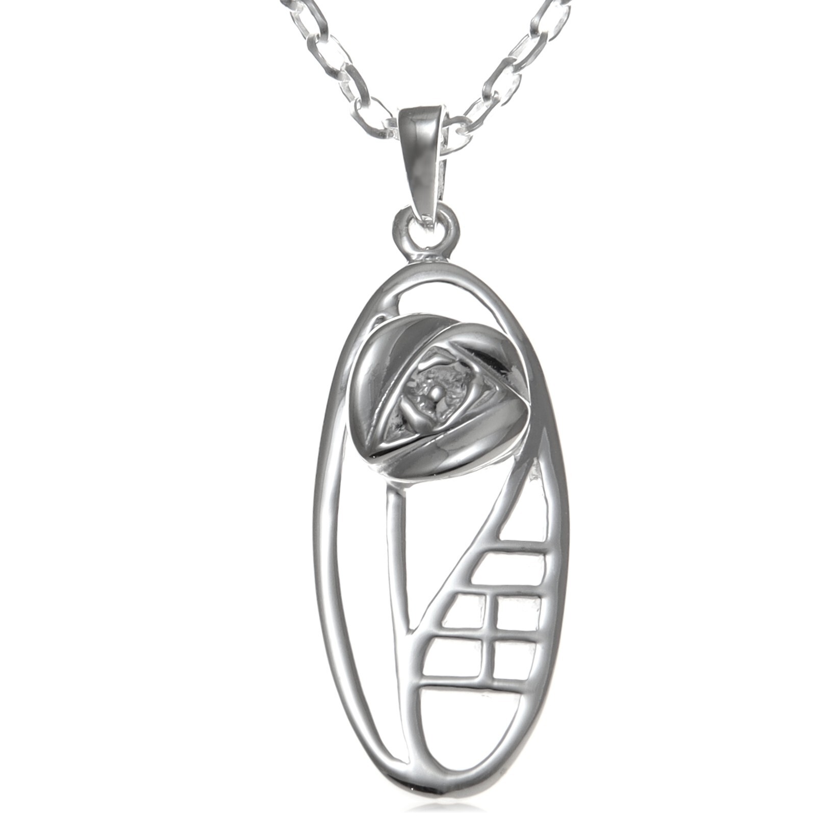 Sterling silver Charles Rennie Mackintosh rose pendant necklace with 18″ chain