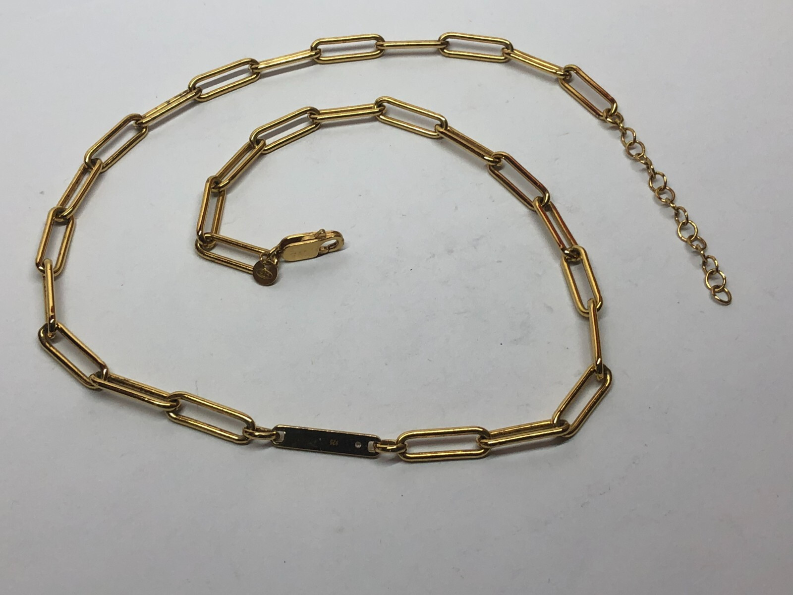 Gold Vermeil Sterling Silver Paperclip ID: Poopy Diamond Necklace 20.5″ [065GRA]