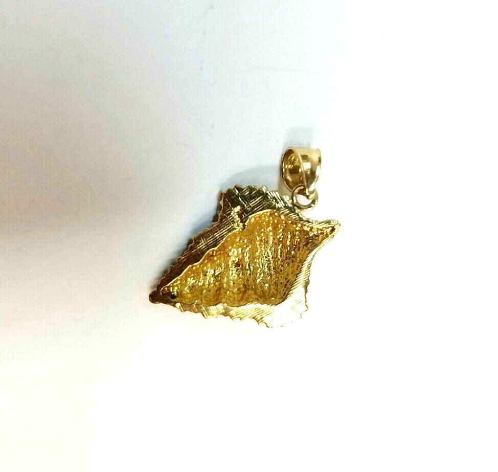 14K YELLOW GOLD CONCH SEA SHELL CHARM 3.4 GRAMS