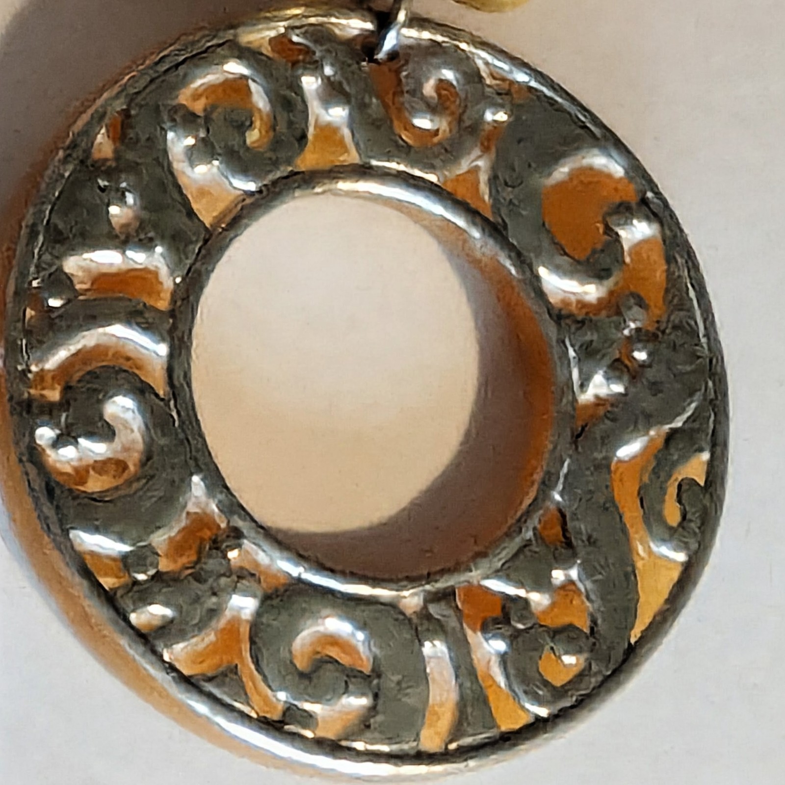 Silpada N1837 Serpentine Yellow Jade Bead Disc Necklace Sterling Silver Filigree