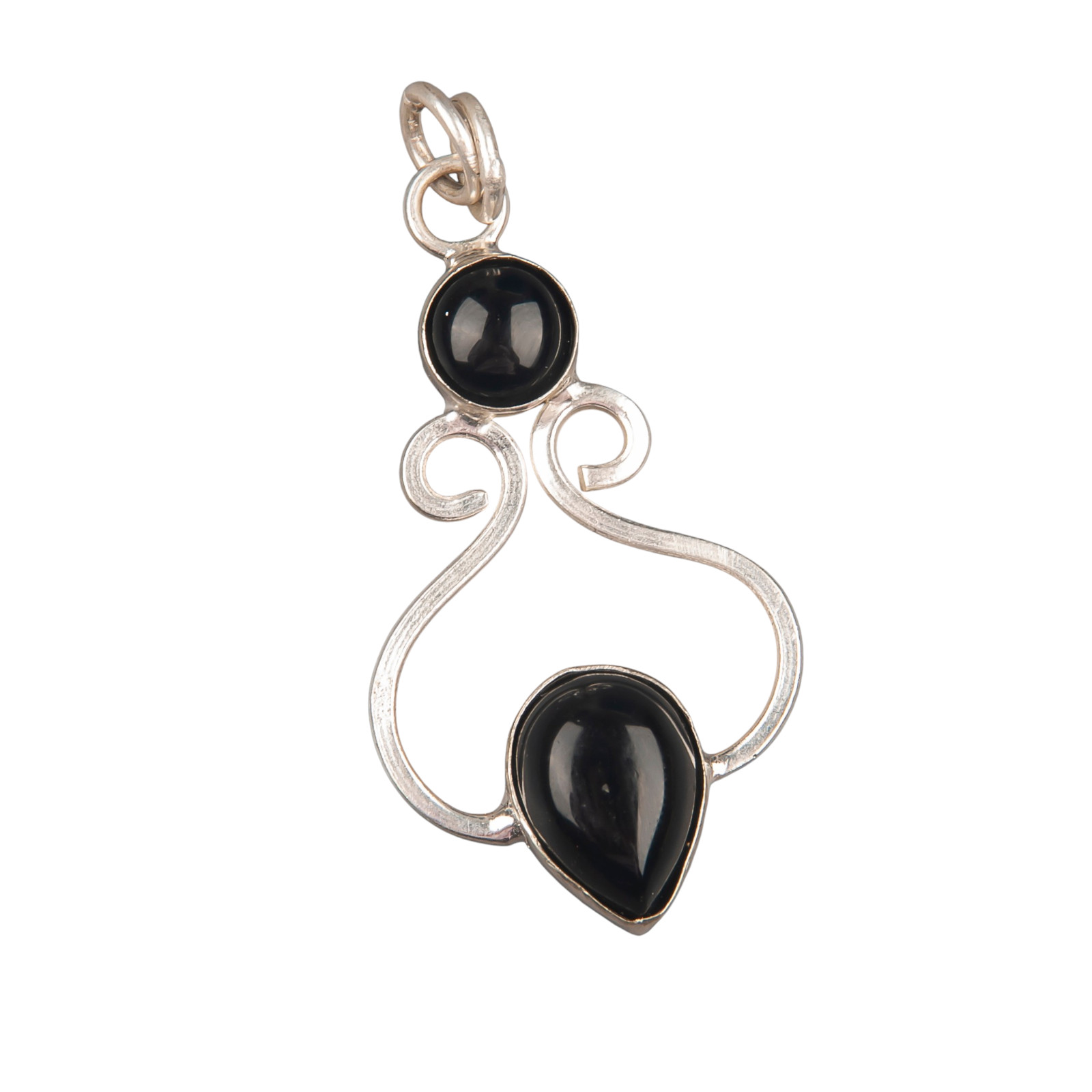 Black Onyx Cab Gemstone 925 Solid Silver Chain Pendent 1.60″ Gift For Women