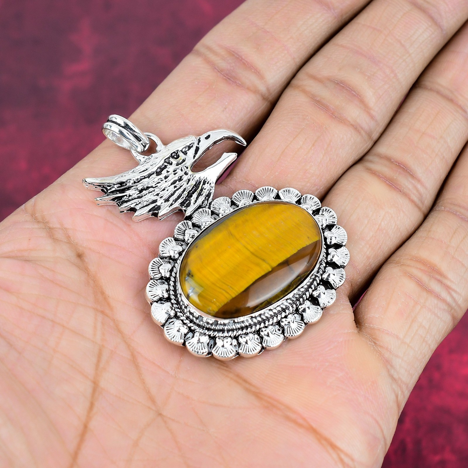 Tiger’s Eye Gemstone Handmade 925 Steling Silver Pendant Jewelry Gifts For Love