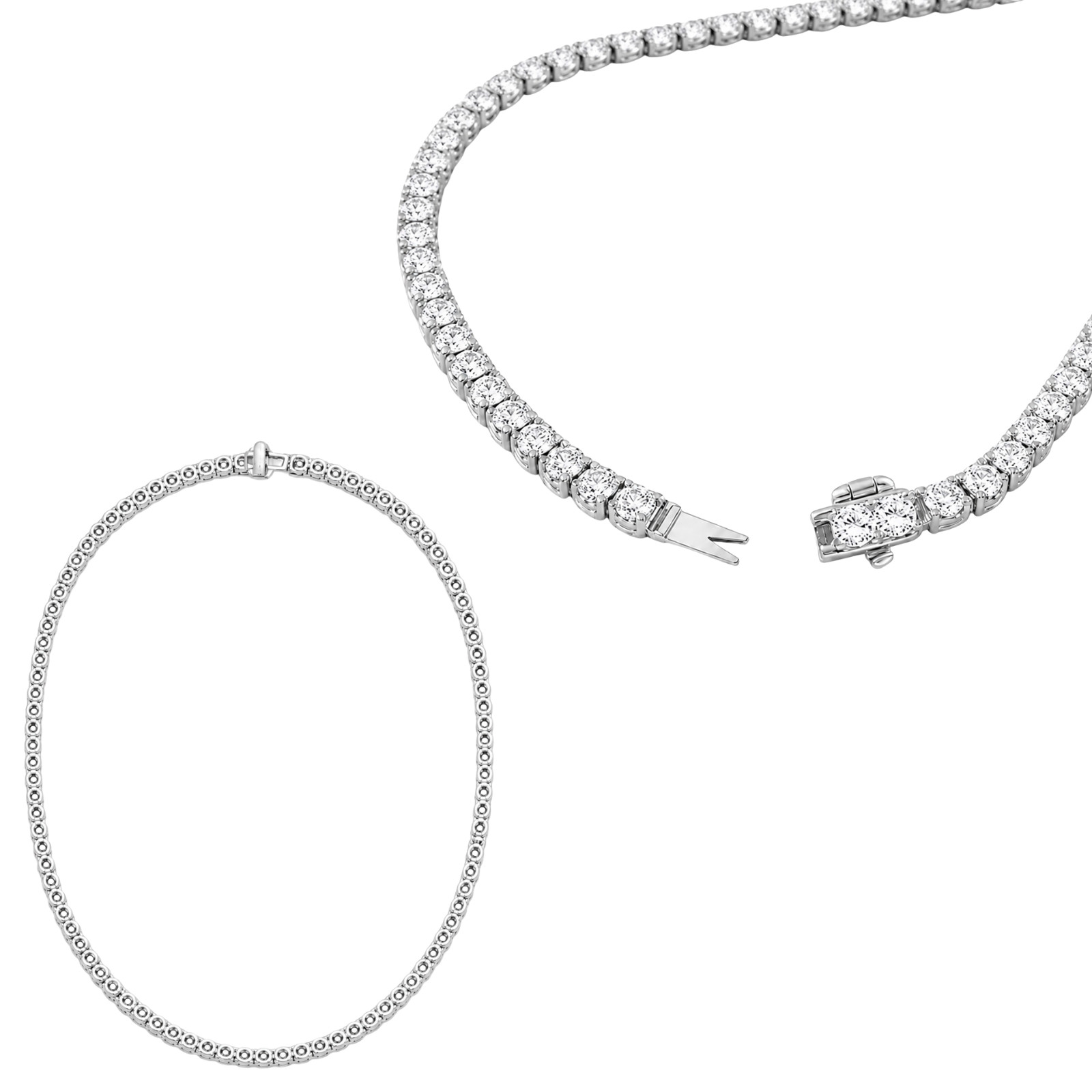 Diamonair 8 CTW Lab Grown Diamond Round Tennis Necklace 14K White Gold 18in