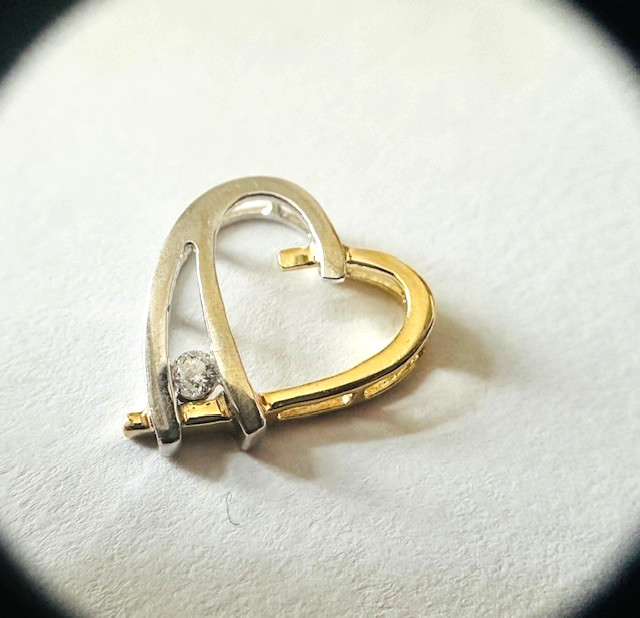 Estate 14K Multi-Tone Gold Diamond “Heart” Pendant