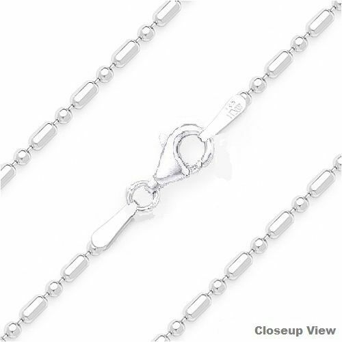 Bar & Bead Anklet or Necklace – Sterling Silver 7″ to 36″ – Made in Italy [TG]