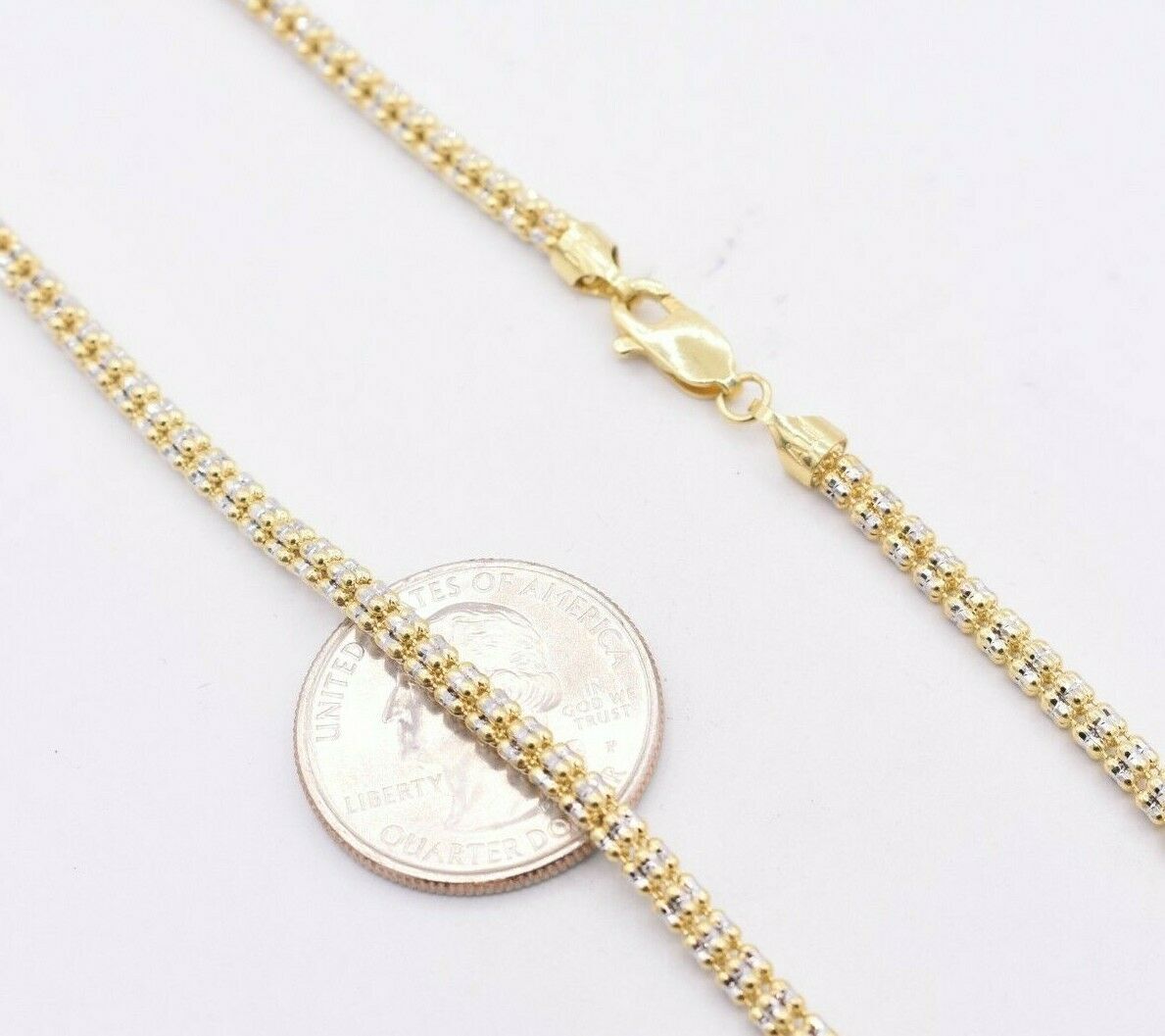 3.2mm Diamond Cut Iced Link Chain Real 10K Yellow White Gold All Sizes